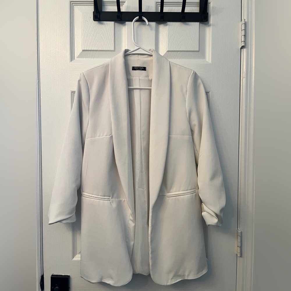 Nasty Gal White Long Blazer